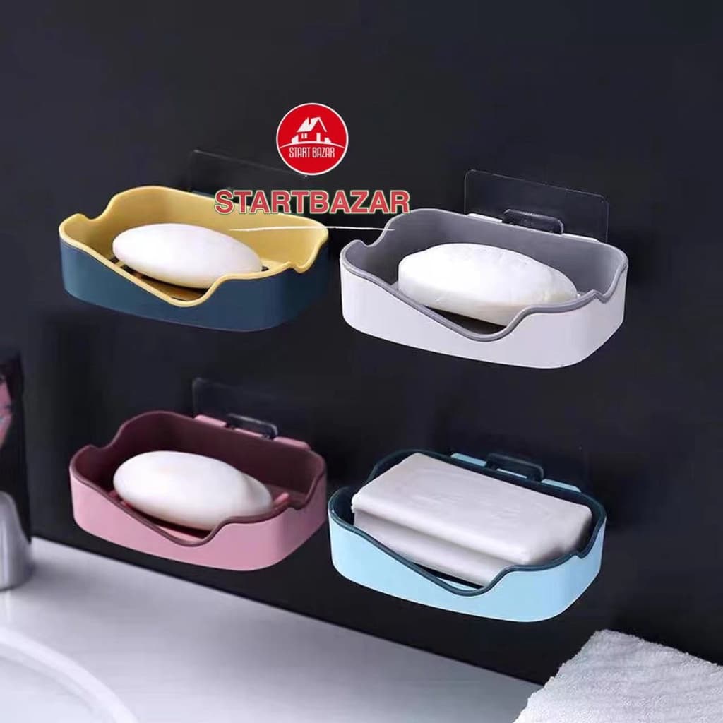 Saboneteira com Adesivo Porta Sabonete Dupla Drenagem/Saboneteira Sabonete Com Suporte Adesivo Sem Fura Parede