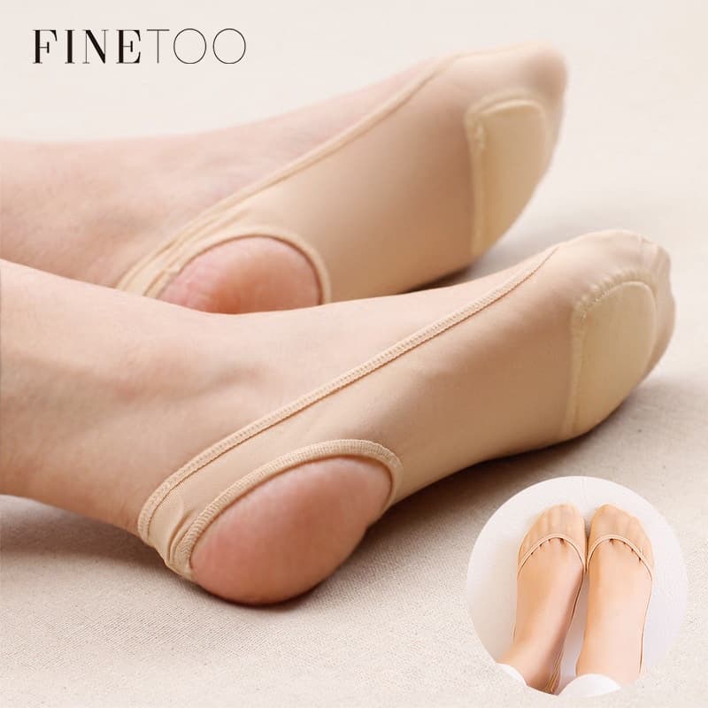 FINETOO Ultra-Fino Gelo Seda Barco Meias Femininas Antepé Almofada Rasas Oco Estilingue Antiderrapante Meia Invisível