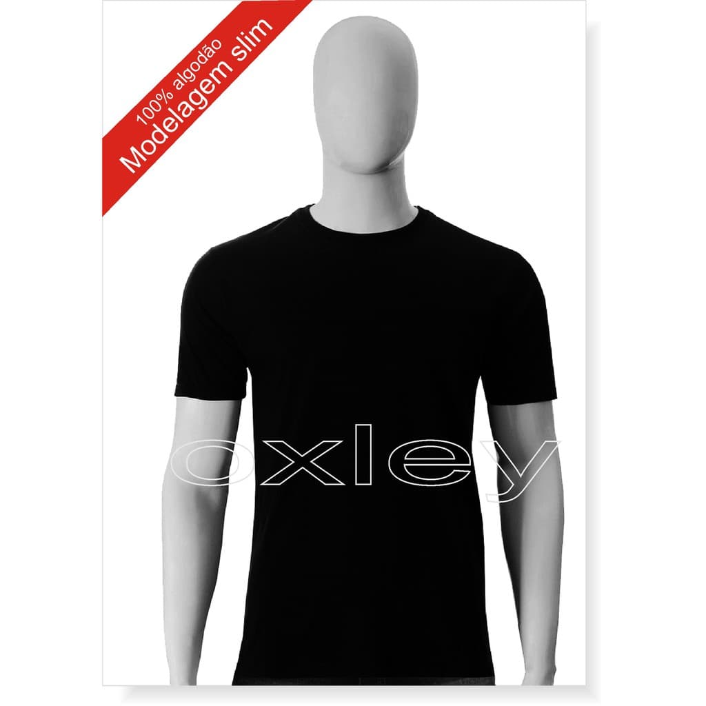 Camiseta Lisa Slim Masculina 100% Algodão Marca Oxley