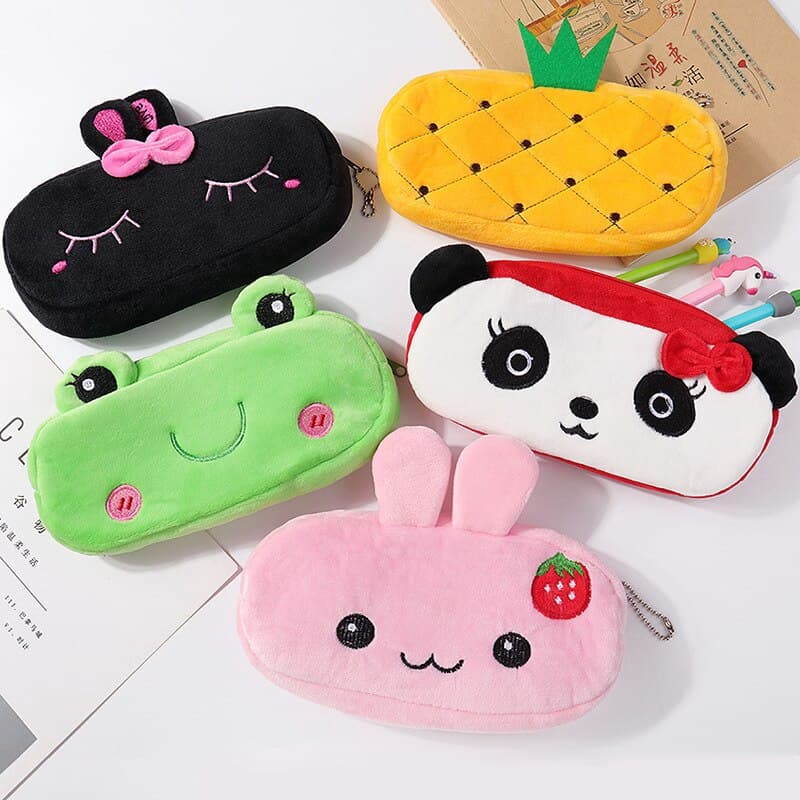 1 Peça Dos Desenhos Animados Animal Bolsa De Pelúcia Lápis Saco Carteira Caso Escola Material De Escritório Presente