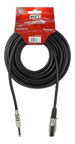 Cabo Microfone Profissional Balanceado P10 + XLR 10 Metros MXT