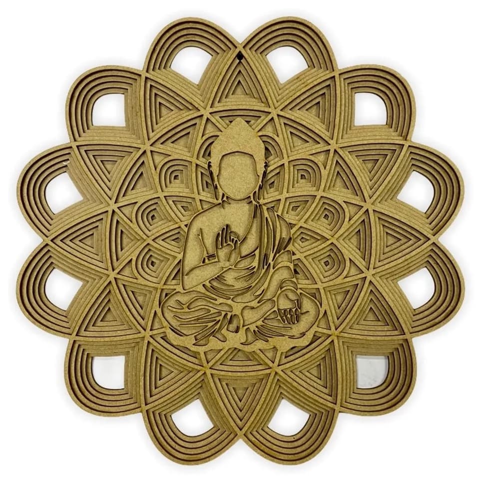 Quadro Mandala 3d Buddha 35cm Com 5 Camadas