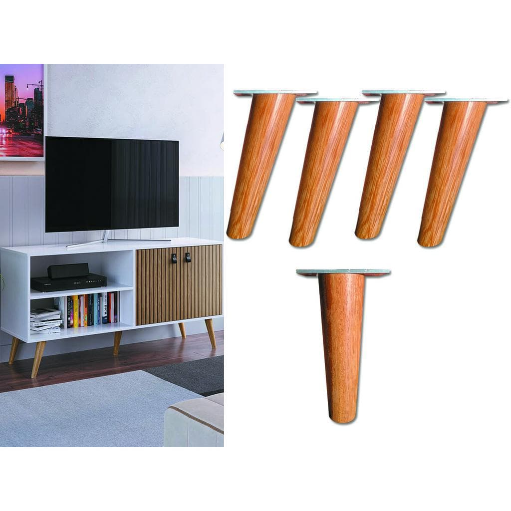 Pé Palito Retro 15cm C/ Base Metal Angelim - Kit 5pcs