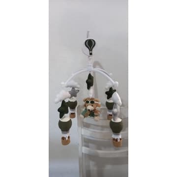 Mobile musical urso aviador balão verde cinza