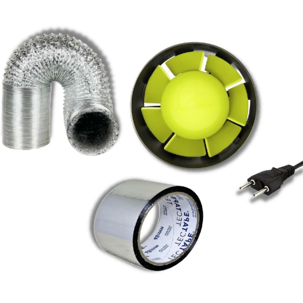 Kit Exaustor 100mm 125mm 150mm 220v + Duto Flexível 1M + Fita Seladora Grow Cultivo Indoor Coifa Garden High Pro