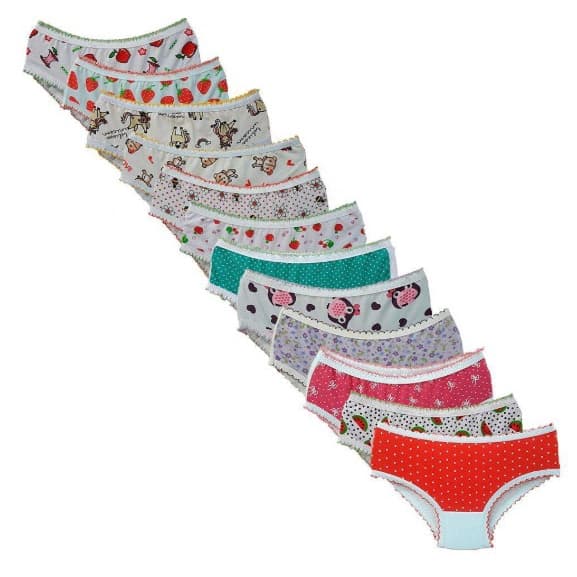 Kit Com 12 Calcinhas Infantil Sortidas