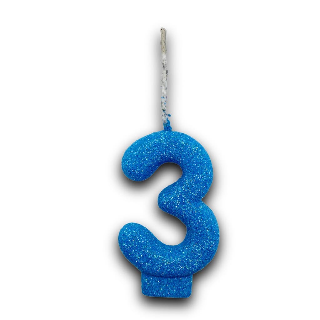 Velas Super Max De Aniversário (Rosa Bebê, Azul Bebê, Branco e Vermelho) - Números + Glitter -  1 Uni