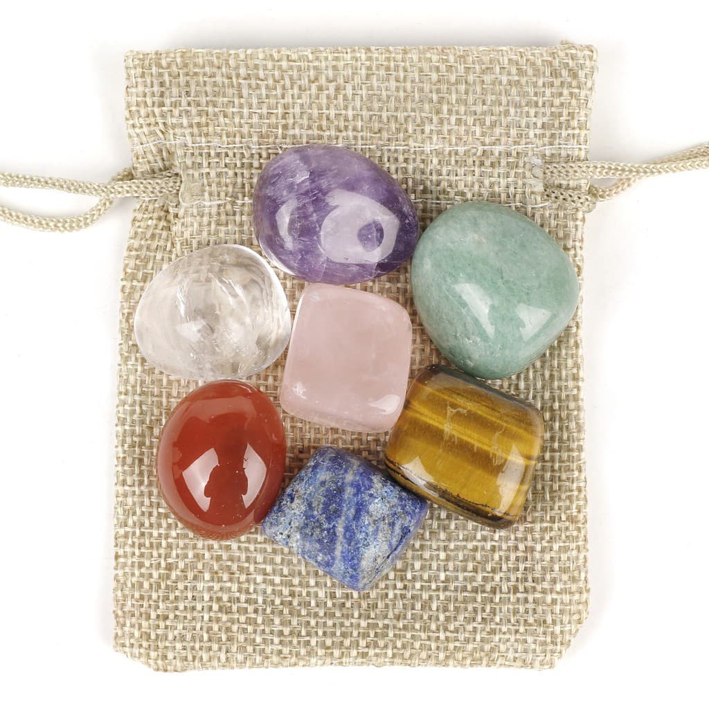 1 saco sete cristais de Chakra cura rolando pedras de cristal de quartzo natural sete quartzo de cura natural