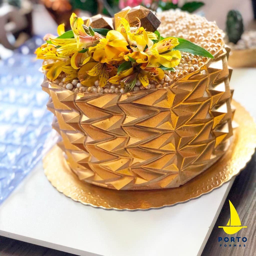 Lançamento: Placa Origami Cake Lapidado Ondas (forma Para Chocolate/ Bolo) Porto Formas Cod 867