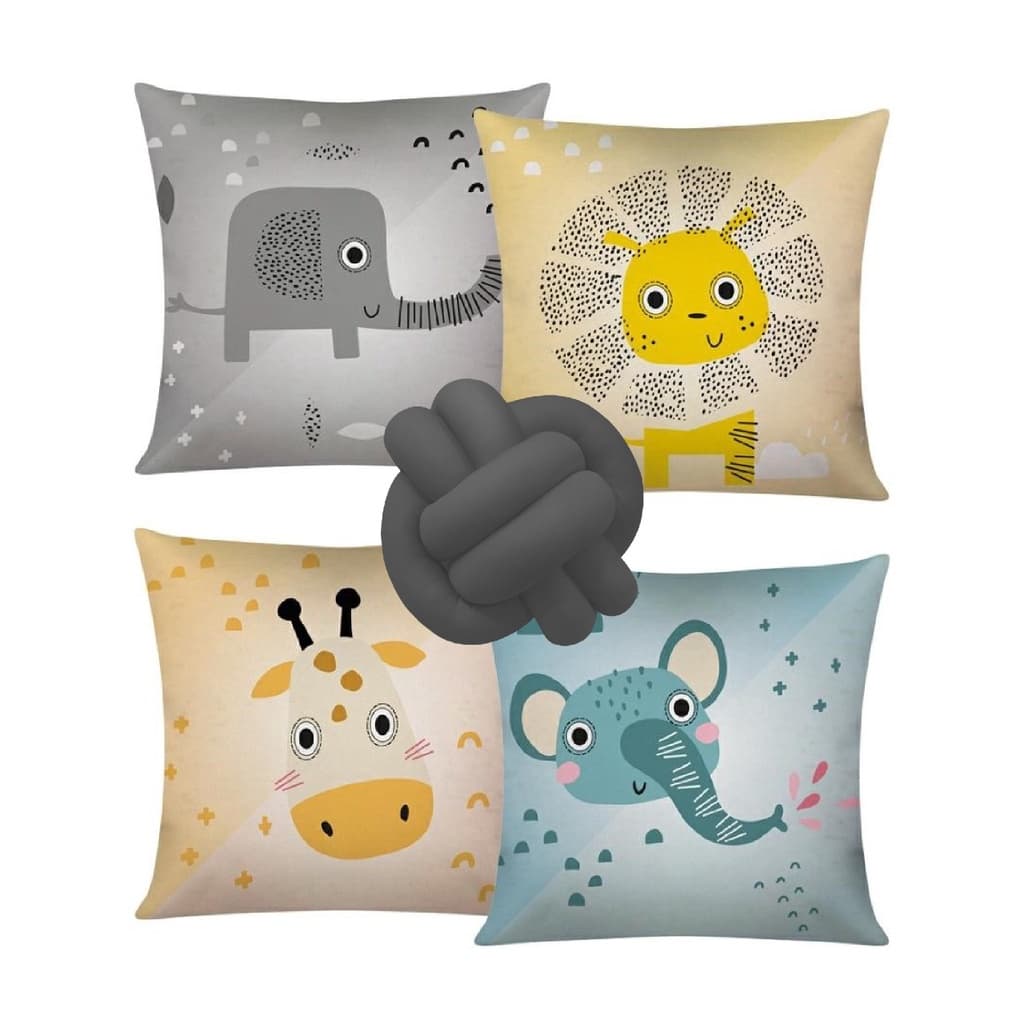 Kit Capa de Almofada Decorativa Estampada Quarto ou Sala Mais Nozinho 05 Peças