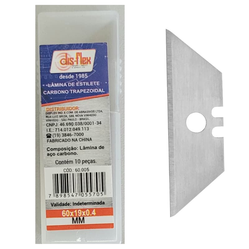Lâmina Para Estilete Trapezoidal 60MMX19X0,4MM