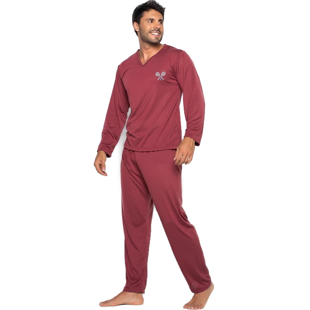 Kit 2 Pijamas Bravaa Store Longos Adulto Masculino Blusa Manga Comprida e Calça 009
