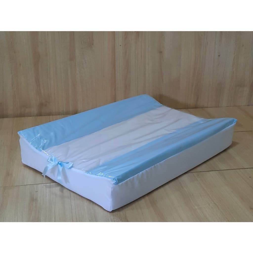 Trocador De Cômoda Bebê - Coleção Pérola Luxo - Plastificado e Anatômico - 65cmx45cmx9cm - Azul Bebê
