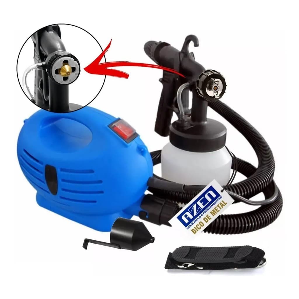 Pistola Elétrica  Pintura Pulverizador de tinta  Com Bico de metal Compressor Compacto de 650w Azen