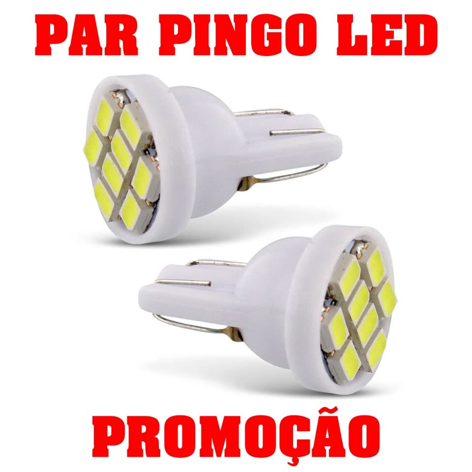 2 x Lâmpada 8 leds T10 8 leds automotiva de LED pingo T10 8 leds super LED 12v Pingão Farolete