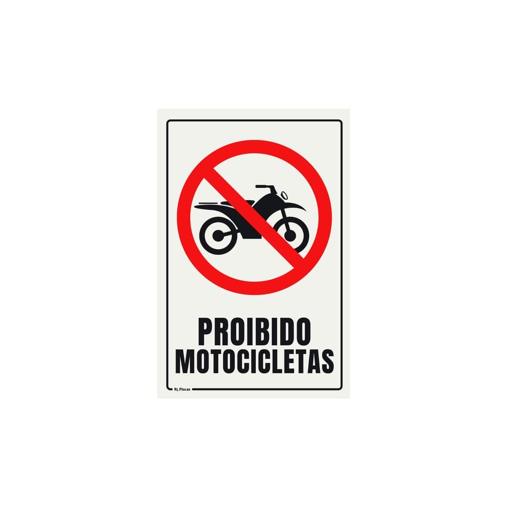 Placa de Sinalização Proibido Estacionar Motocicletas 15 x 20 - Vertical