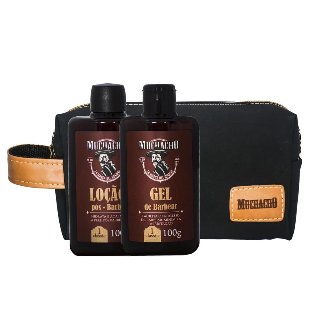 Kit Gel de Barbear + Loção Pós Barba Muchacho Classic + Necessaíre Muchacho Cancun