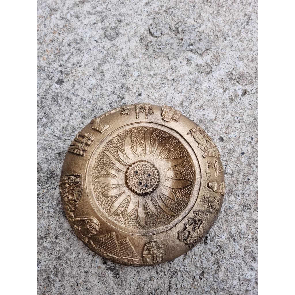 Prato Egípcio - Porta Incenso Incensário em Resina 14 cm Ouro Envelhecido