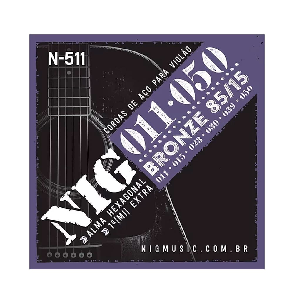 Encordoamento NIG Bronze N-511 P/ Violão Aço 11/50 - EC0525