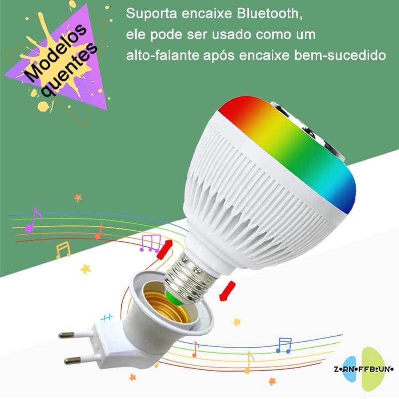 Lâmpada Bluetooth de Led Caixa de Som c Controle Rgb 12w 12 Cores 4 Modos