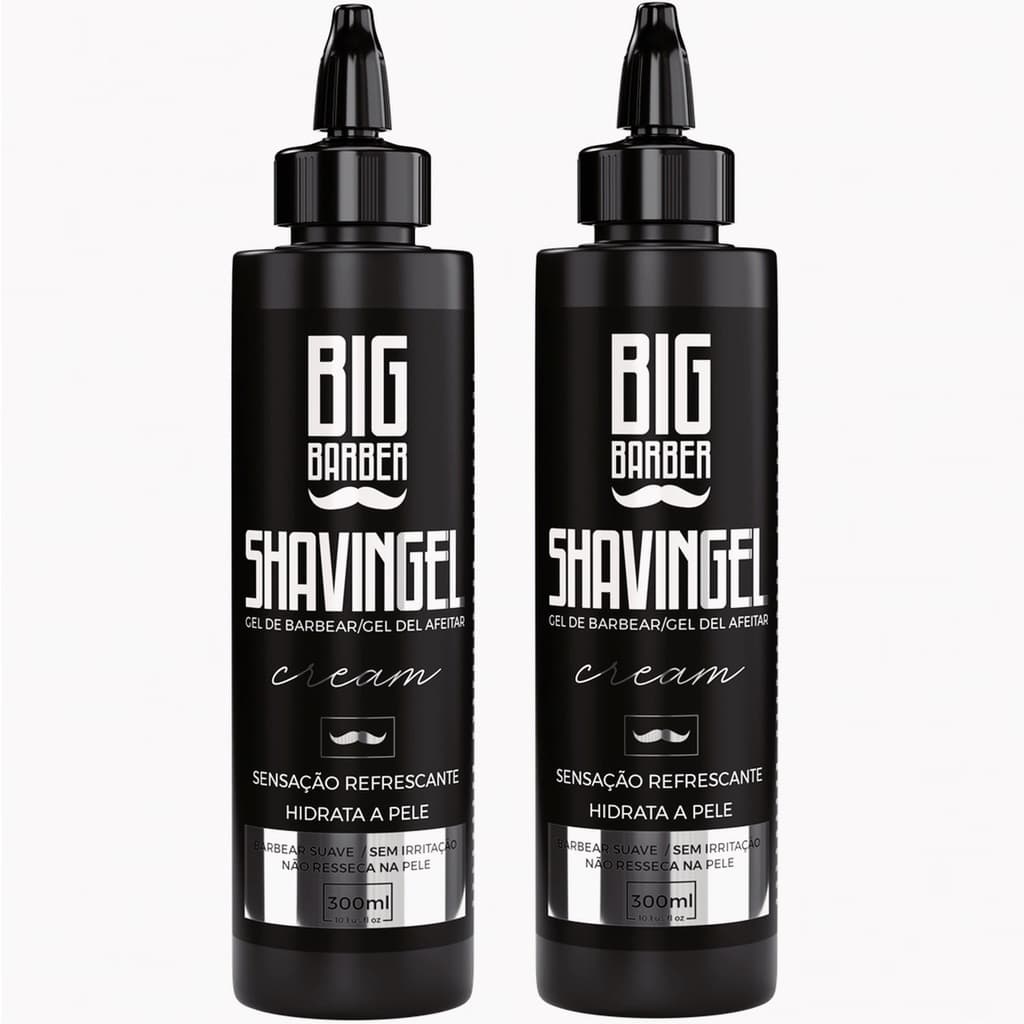 Shaving Gel Barbear Bisnaga Big Barber Cream 300ml Caixa Com 2 Unidades