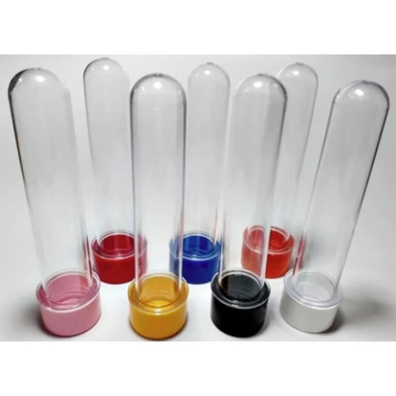50-tubetes acrilico 13cm com tampa plastica colorida