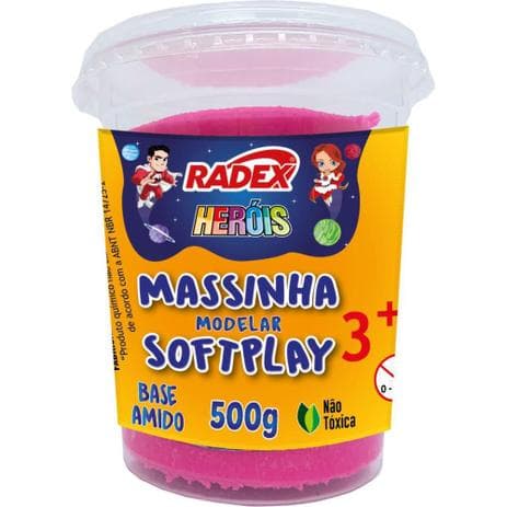 Massa para modelar herois 500g. rosa bs. amido radex pote