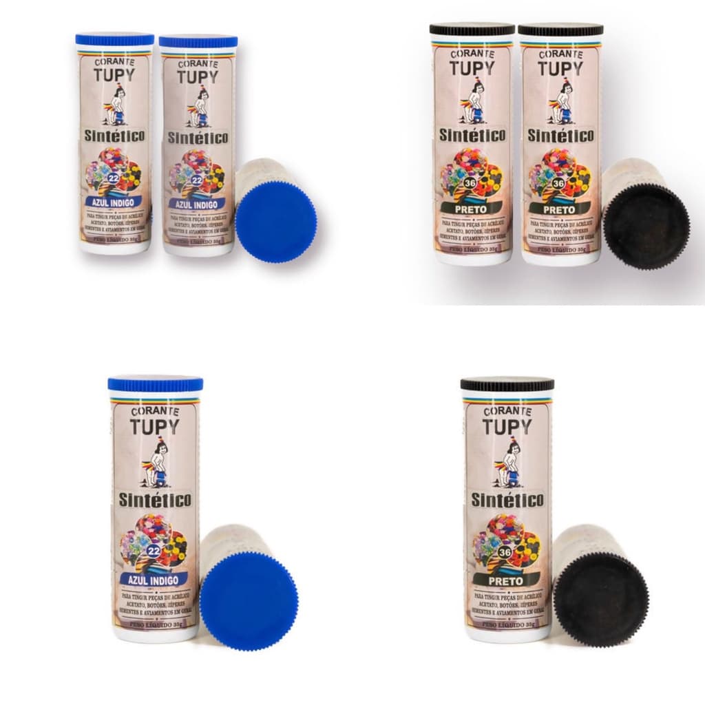 Corante Tupy sintético cor Preto/Azul (35g) para tingir peças em acetato, botões e zipares
