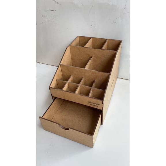 Porta Maquiagem e Pincéis com Gaveta Mdf Cru