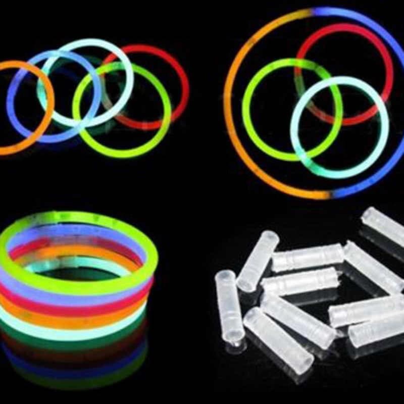 Kit 100 Glow Sticks Pulseiras De Neon P/ Decoração De Festa