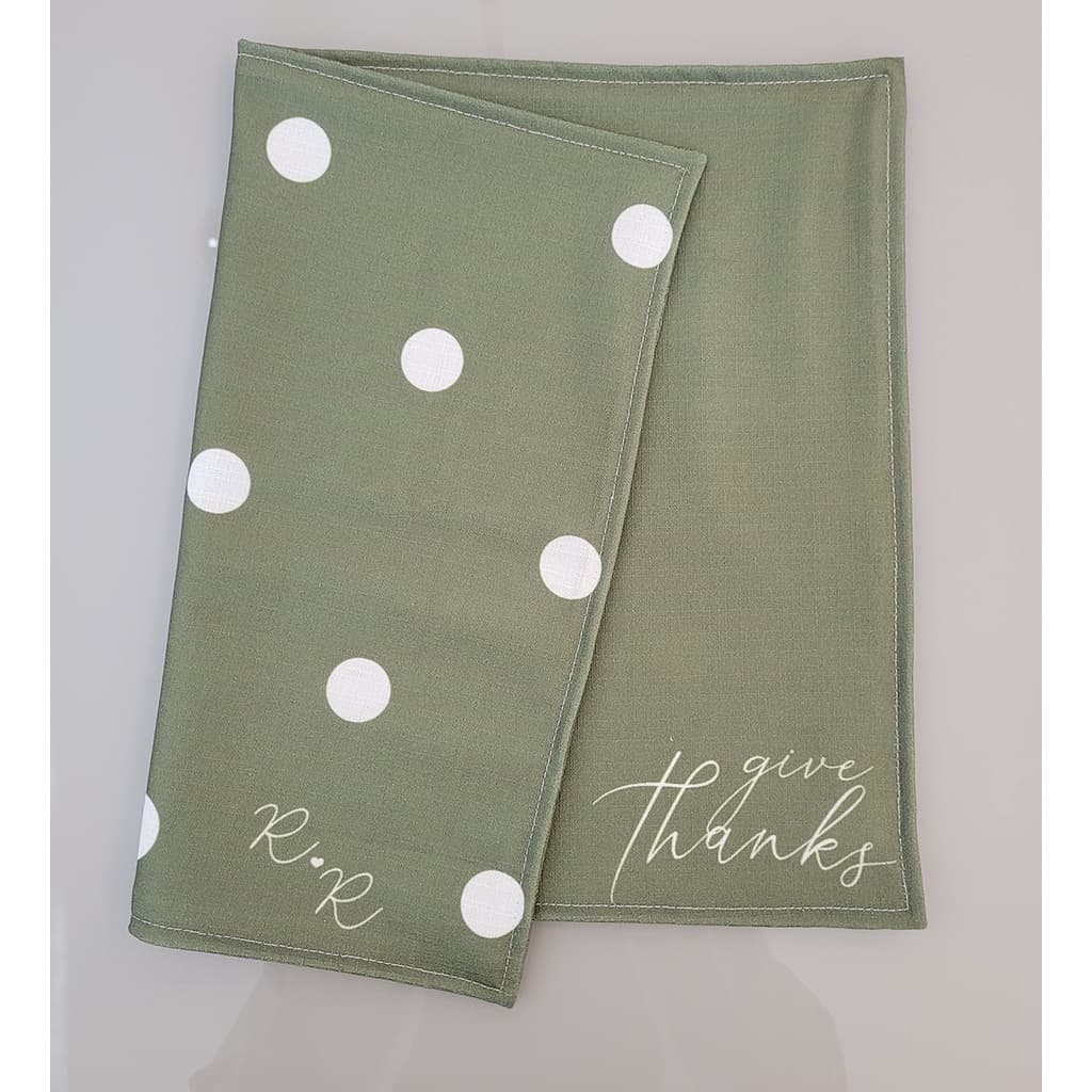 Lugar Americano Poá Verde Musgo Dupla Face Minimalista para Mesa Posta, Linho 45x33cm, Jogo americano
