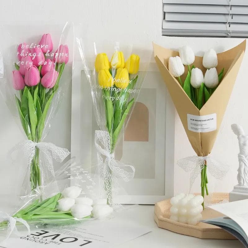 Flor Falsa Tulipa artificial 33 Cm Longo Buquê De Casamento Decoração home hotel Jardim Presente De Natal