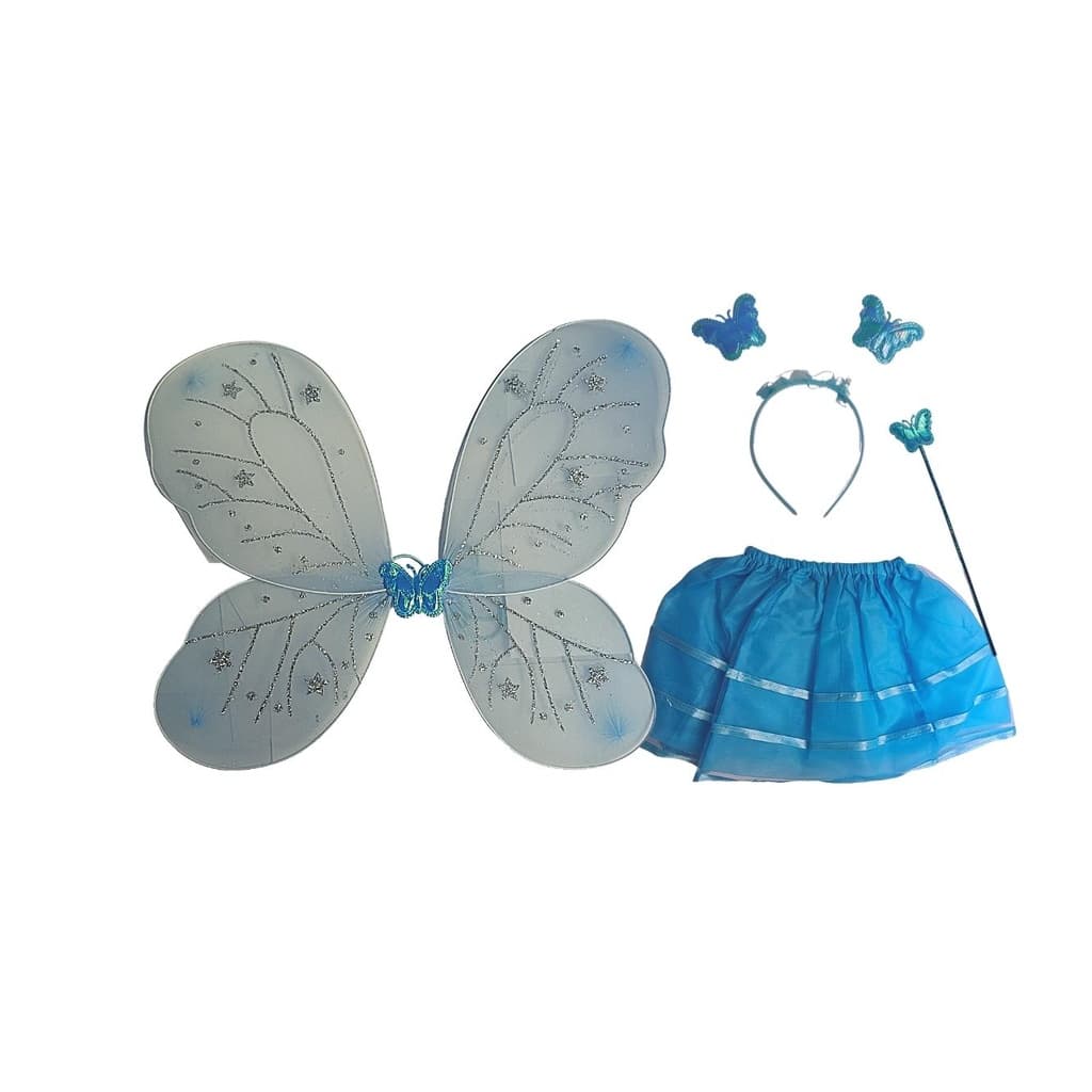 Kit Saia E Asa Borboleta Com 4 Peças - Azul Claro