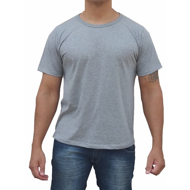 1 (uma Camisa Cinza Mescla Manga Curta Camisa Homem Camiseta