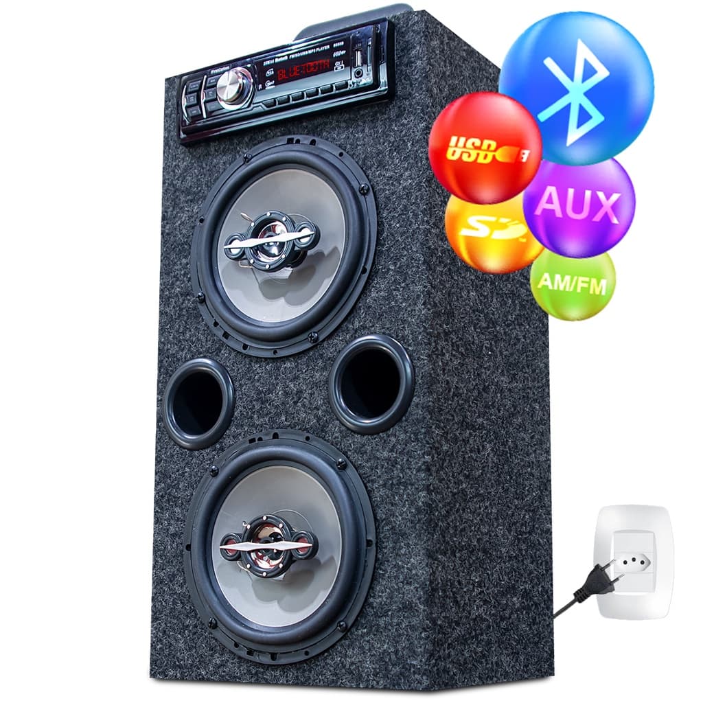 Caixa de Som Residencial Bob 2 de 6 Polegadas Bluetooth Usb Sd Aux Caixinha Bluetooth