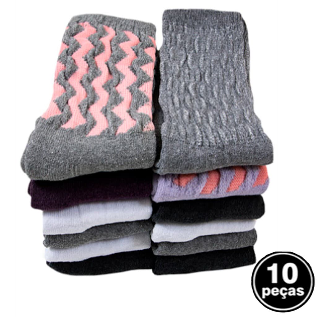 Promoção Kit 10 Pares Meia Aeróbica Feminina Cano Alto Academia Meião Fitness Atacado