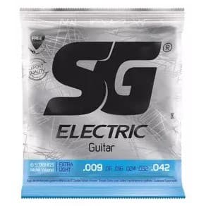 Encordoamento Guitarra SG 009 + 1º Corda Mi + Palheta 5145
