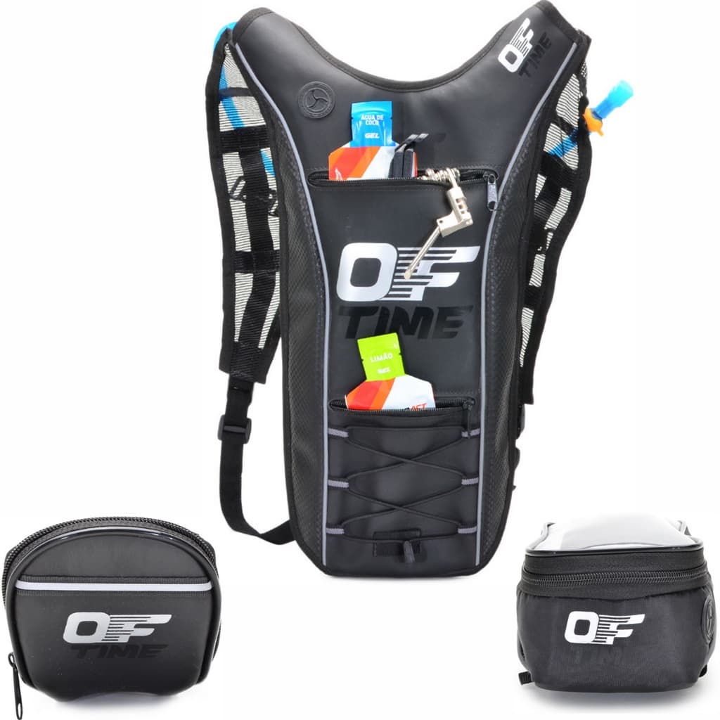 Kit mochila De Hidratação Térmica 2 L + Bolsa De Selim Emborrachada + Bolsa De Celular Smartphone e Iphone