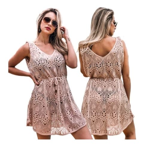 Saída De Praia Curta Regata Vest Legging Tricot Verão Livora