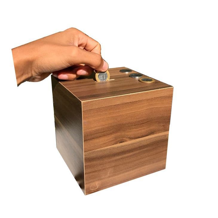Cofre Moedas e Cédulas – Cubo Miaeiro MDF Decorativo