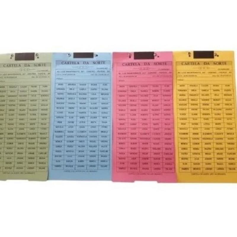 kit com 10  cartelas de rifas de 200 nomes pessoas