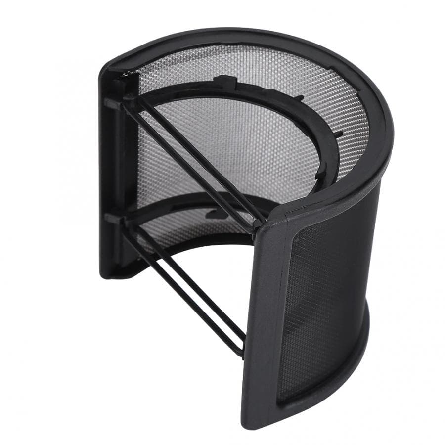 Pop Filter, Filtro Anti Puff Concavo p/Microfone Condensador Studio BM800,C1,Malha Metalica, Preto