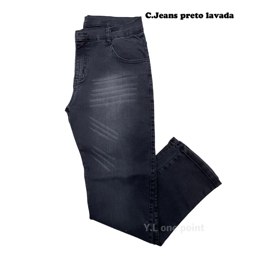 Calça jeans simples slim Masculino BLECK C/Elastano preto e com lavada