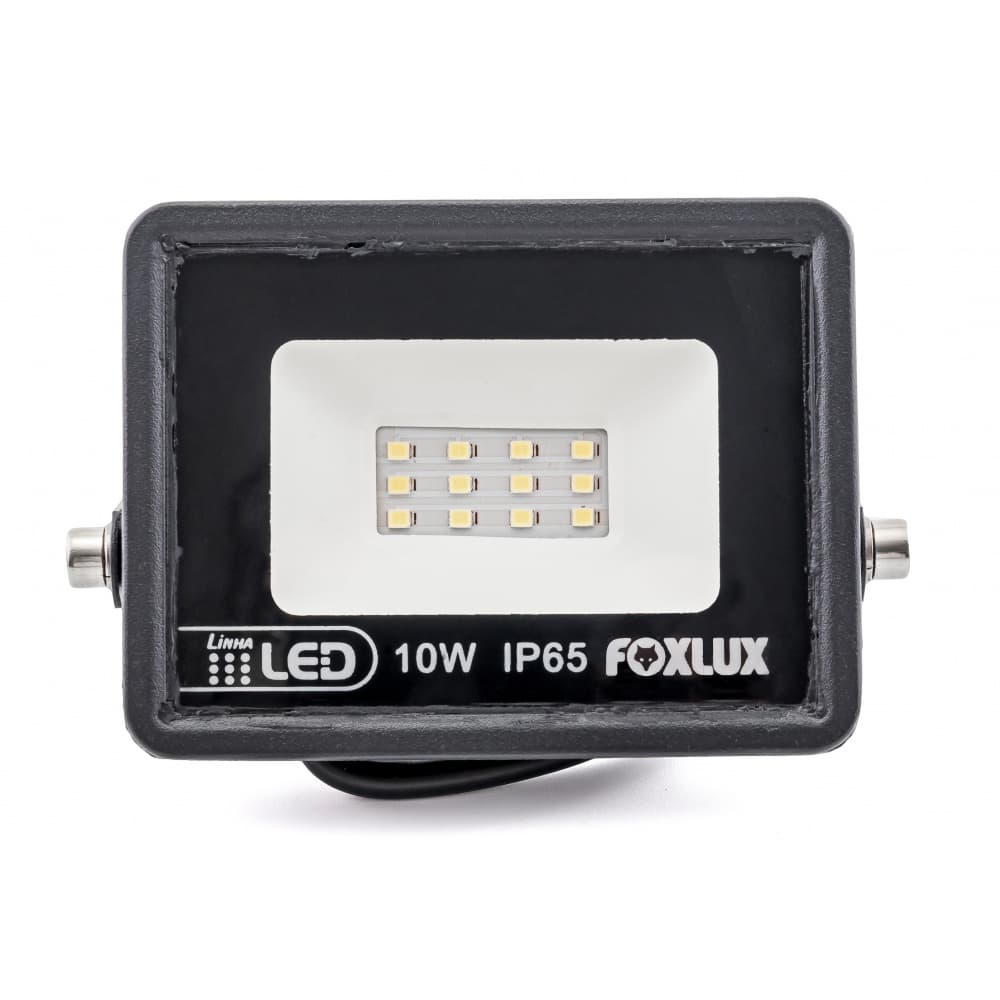 Projetor LED 10W Bivolt 6500K Branco Foxlux LED38.19 para Iluminação Externa e Interna