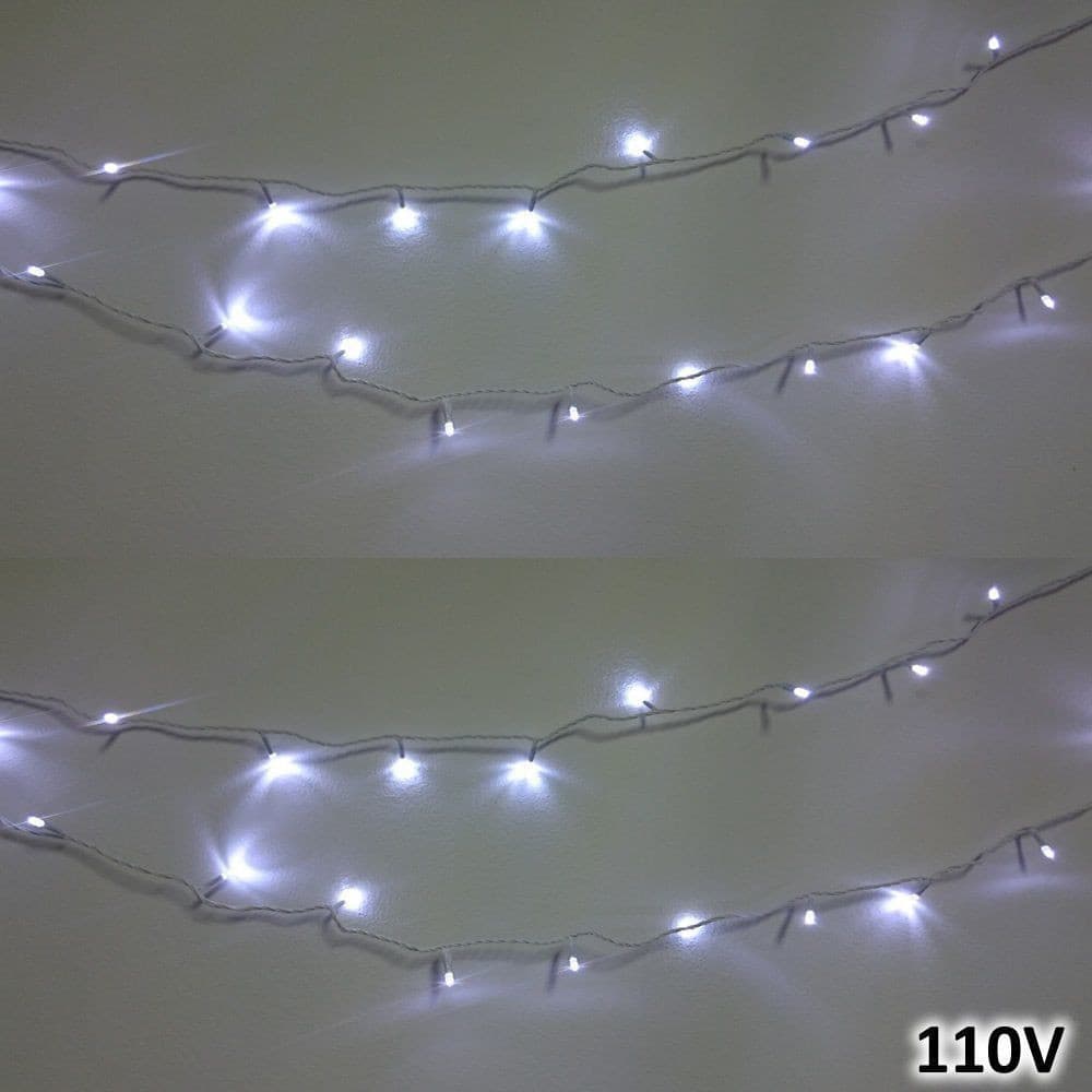 Cordão 100 LEDs 10m Branco 110VOLTS Fio Branco Fixo CBRN0685