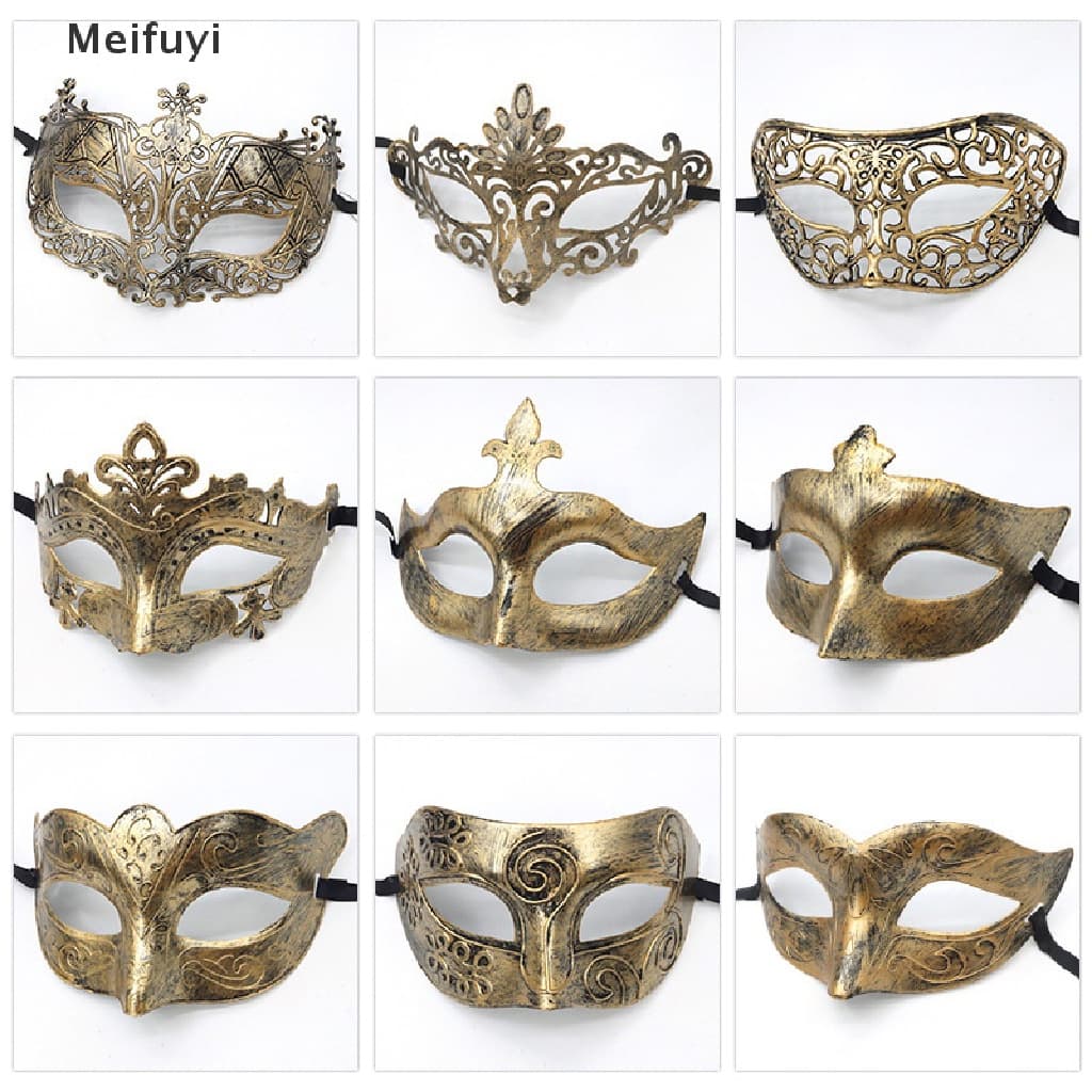 [Meifuyi] 1PC Mascarado Máscara De Halloween Fantasia Festa Mulheres Homens Vestido Elegante COD