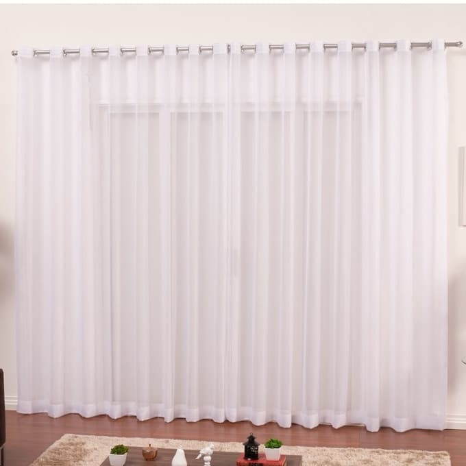 Cortina Tecido Voil Branco 3,00 x 2,50 P/ Sala ou Quarto Transparente - Ilhós Cromado