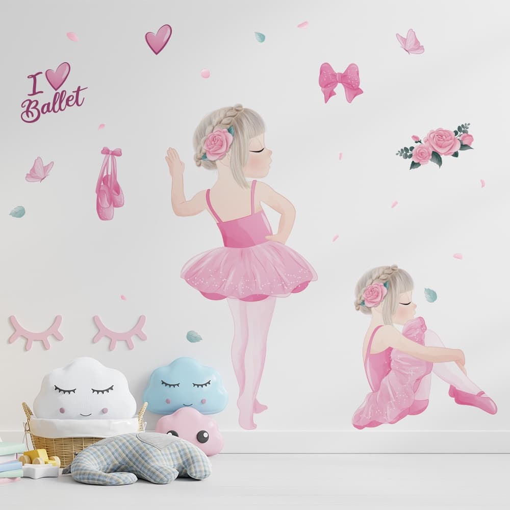 Adesivo Decorativo Infantil de Parede Bailarina Love Ballet