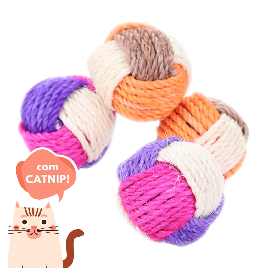 Brinquedo para Gatos com Catnip Erva de Gato Bola Sisal