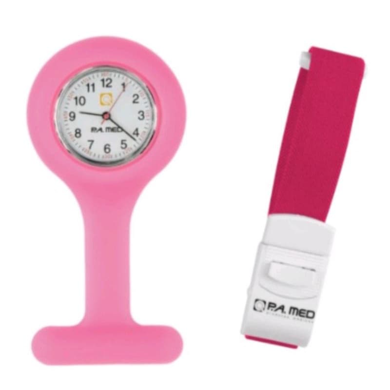 Kit de Enfermagem- Garrote Adulto com trava + Relógio de Lapela Rosa Pink